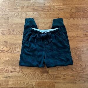 Abercrombie Women's Jogger Pajama Pants Green Black Plaid Flannel Holiday Bow S